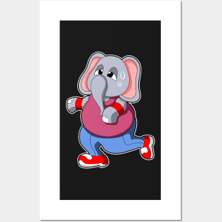 Elephant at Fitness - Jogging with Sweatband Posters and Art